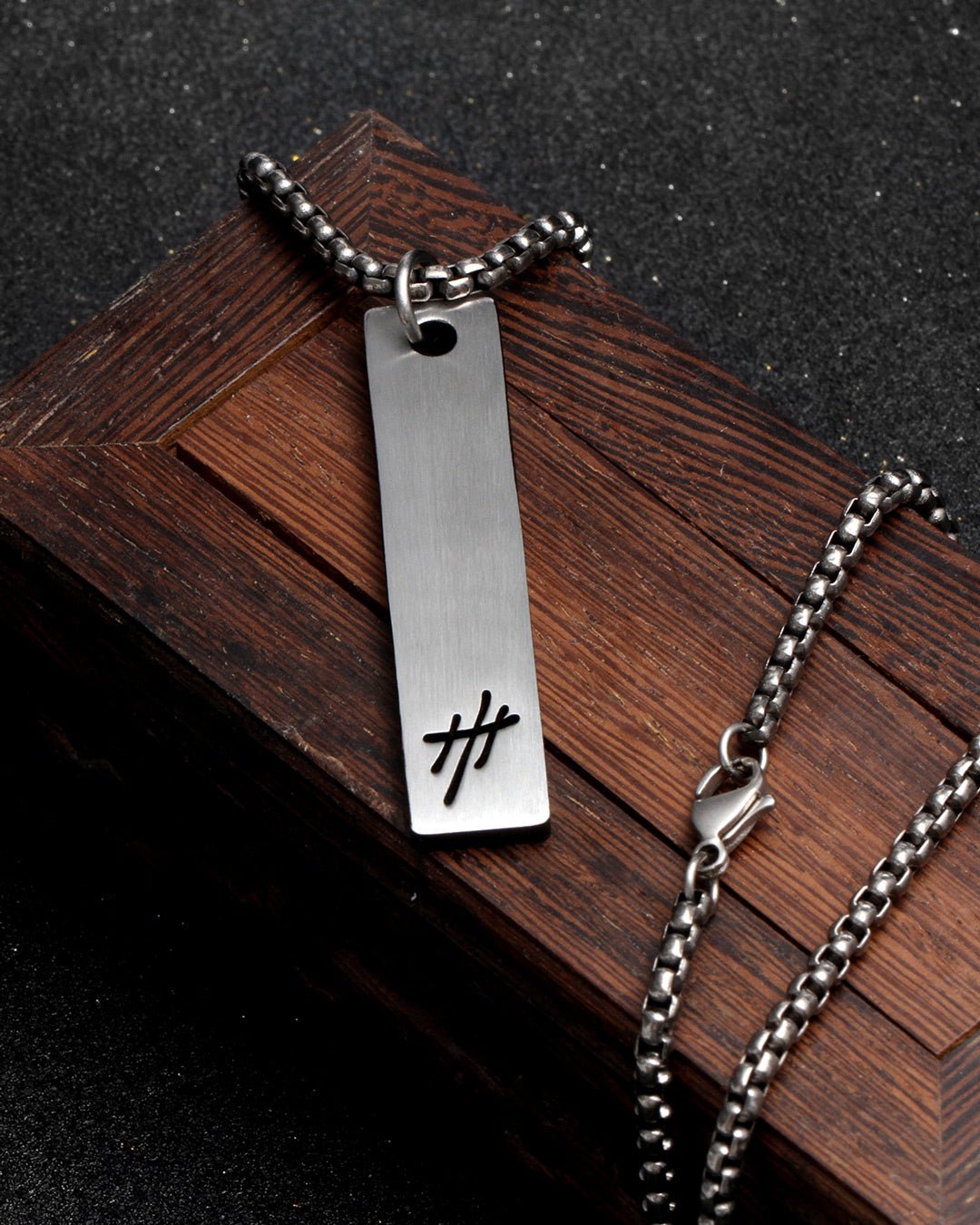 Drago Reversible Pendant Titanium Box Chain Necklace - WESTON JON BOUCHÉR