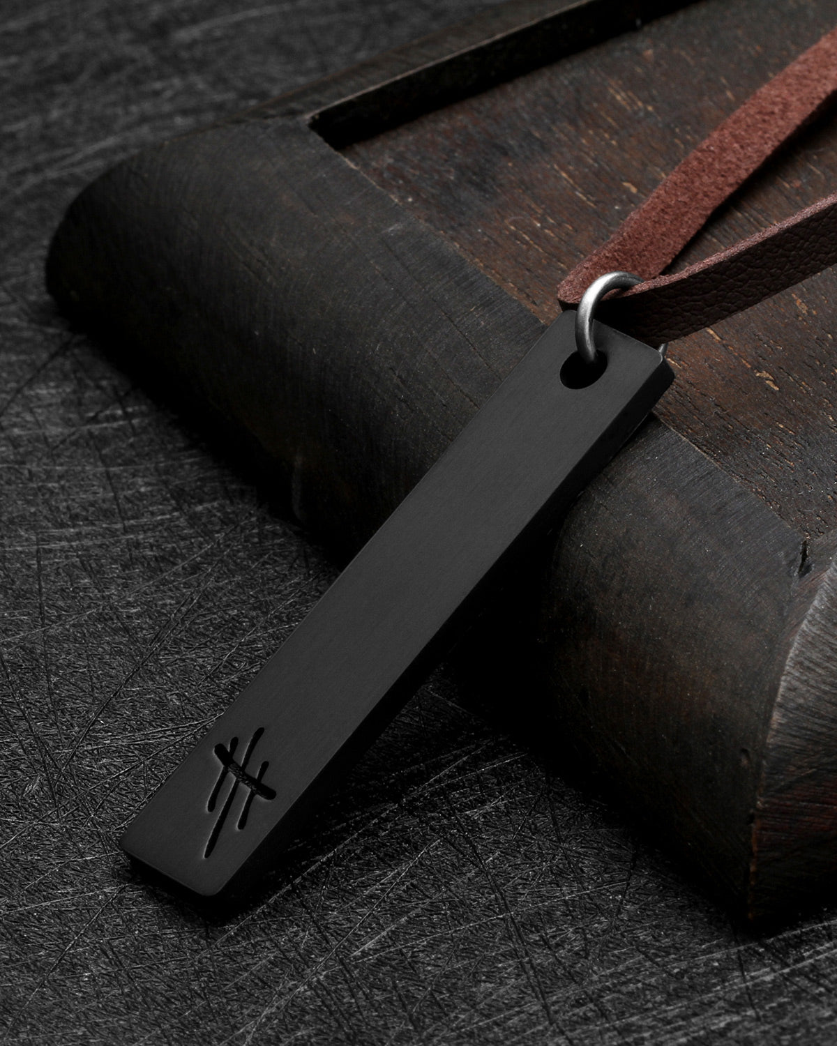 Reversible Stainless Steel Pendant Leather Necklace