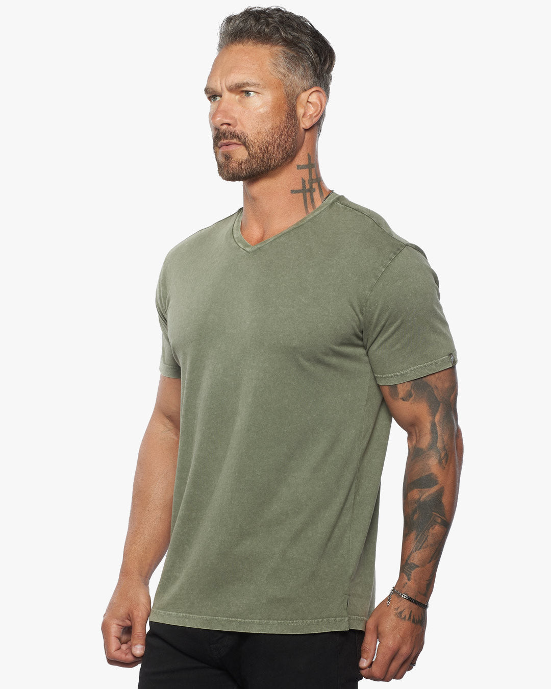 Rey Acid Wash Slim Fit V Neck Tee