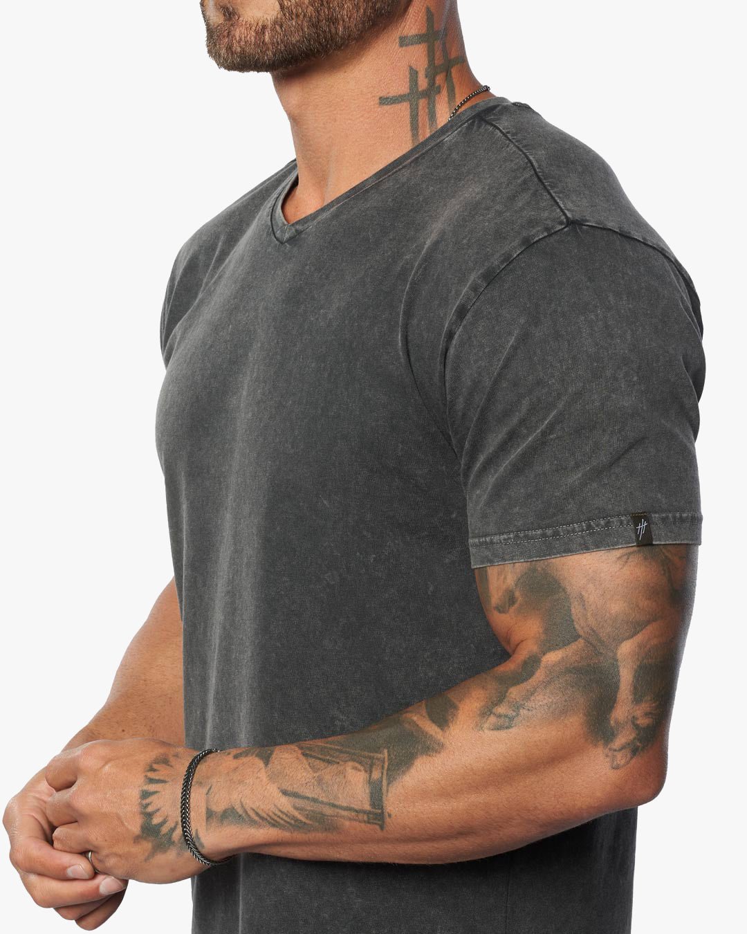 Rey Acid Wash Slim Fit V Neck Tee - WESTON JON BOUCHÉR