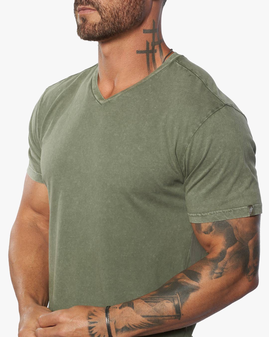 Rey Acid Wash Slim Fit V Neck Tee - WESTON JON BOUCHÉR