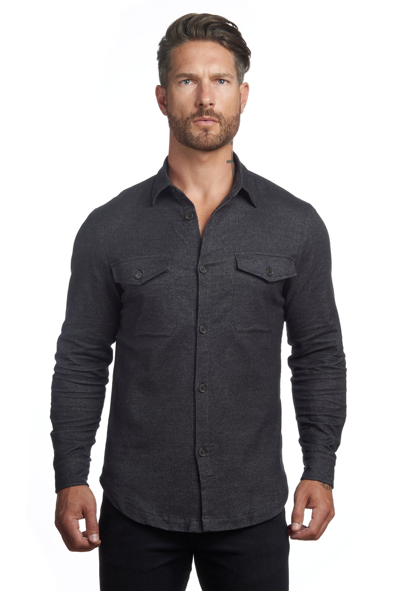 Untucked Tailored SLIM Fit Button-Up Shirt - Dark Granite - WESTON JON BOUCHÉR