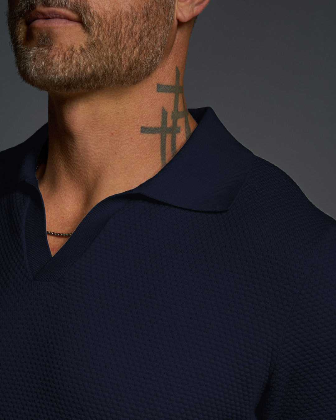 Avalon S/S Textured Slim Polo - Navy