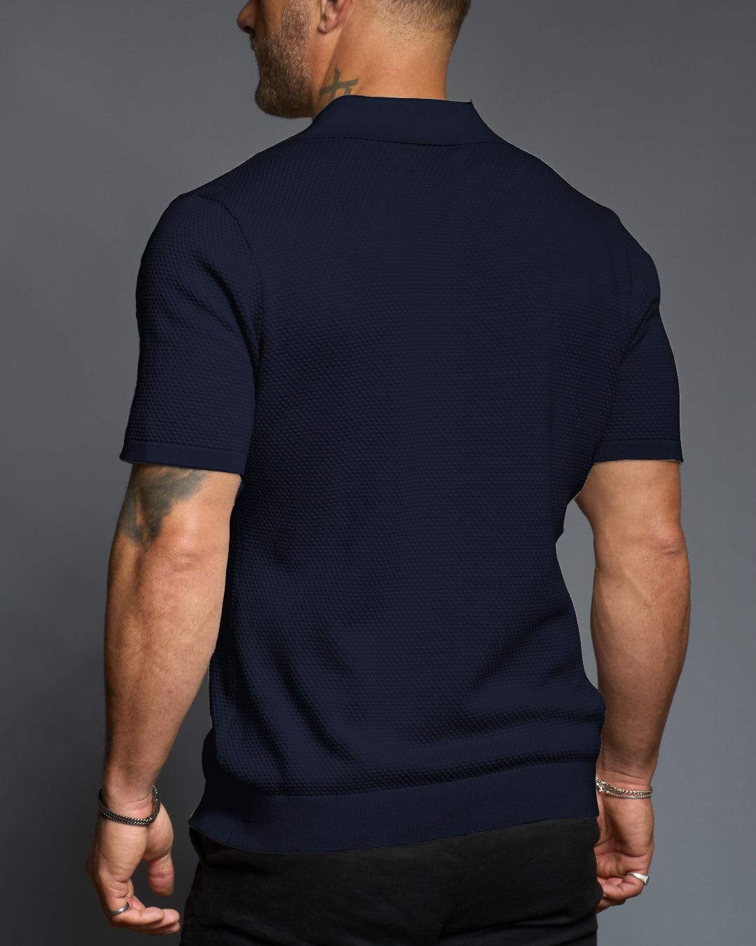 Avalon S/S Textured Slim Polo - Navy