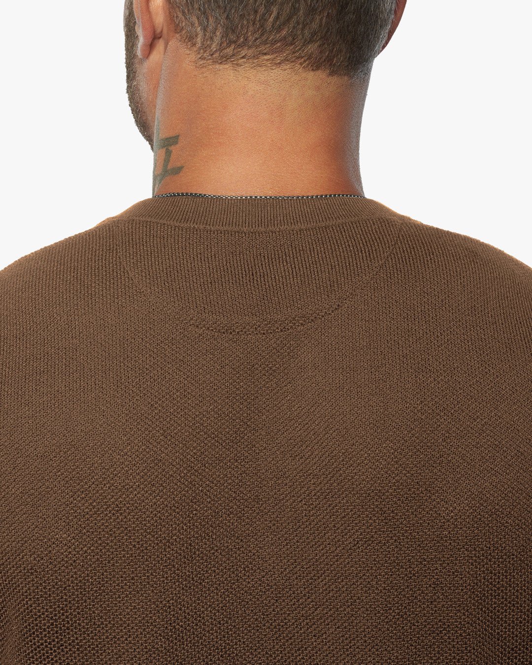 SS Mandarin Collar Slim Fit Knit Henley - Camel - WESTON JON BOUCHÉR