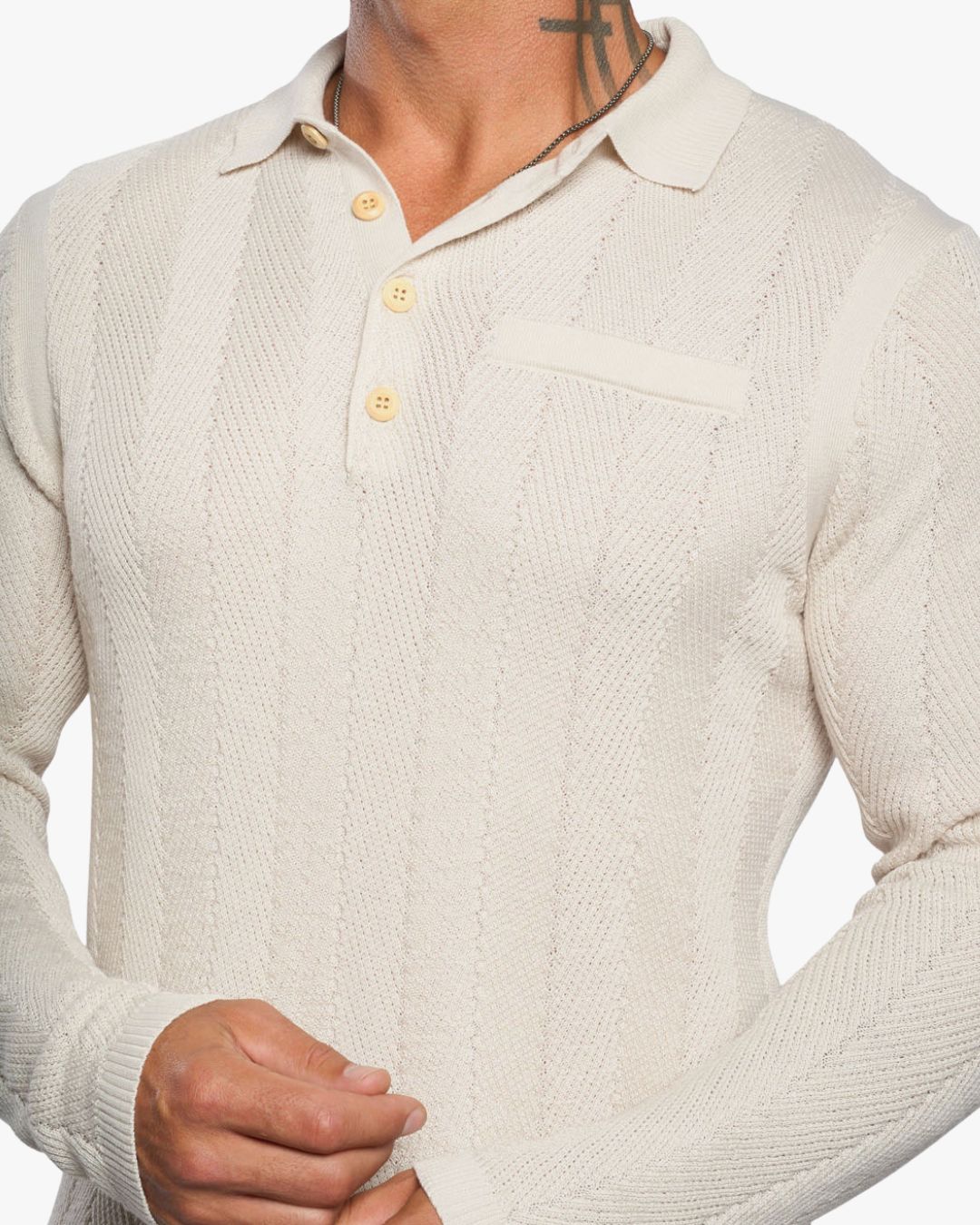 Alastair L/S Slim Fit Knit Polo - Palomino - WESTON JON BOUCHÉR