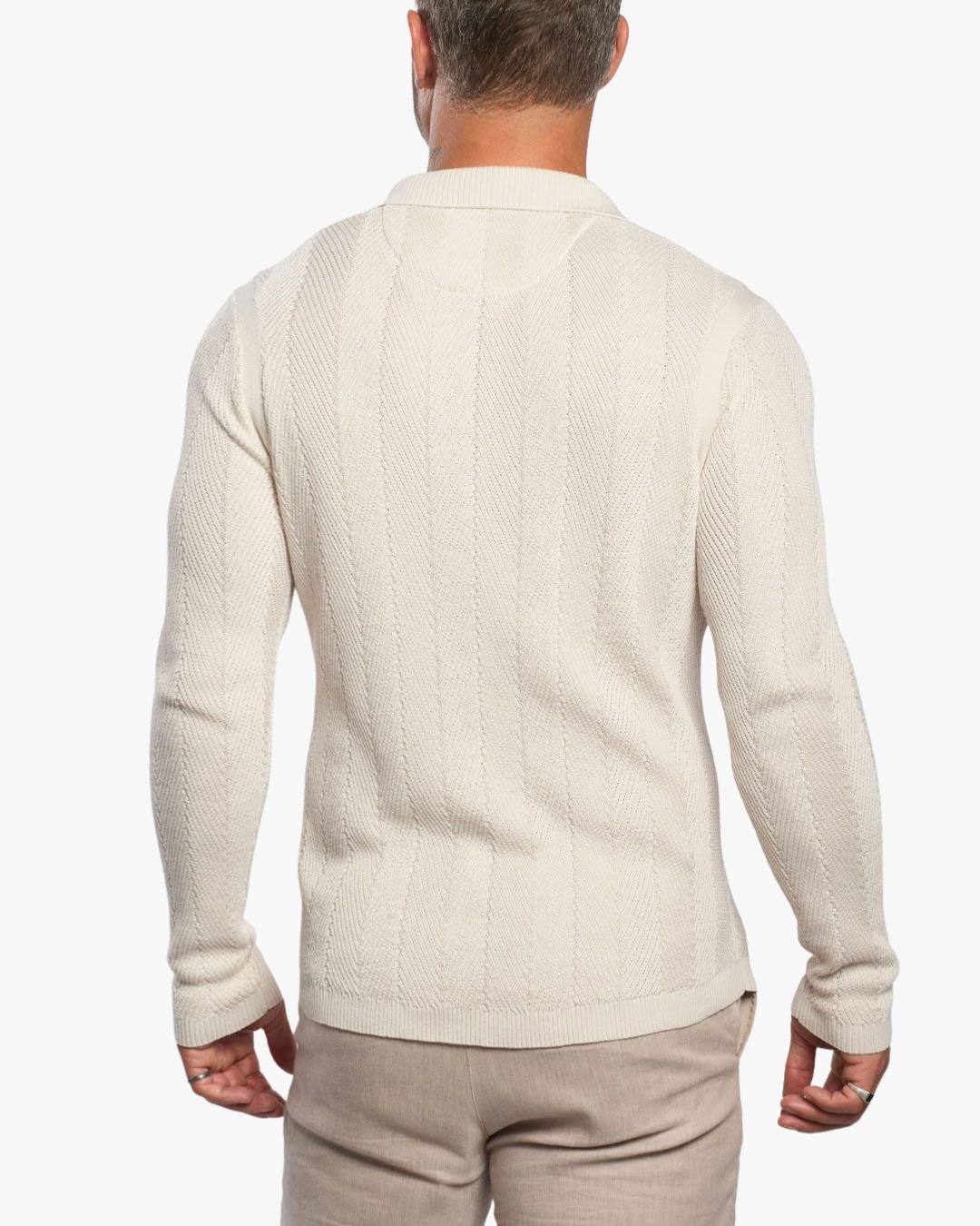 Alastair L/S Slim Fit Knit Polo - Palomino - WESTON JON BOUCHÉR