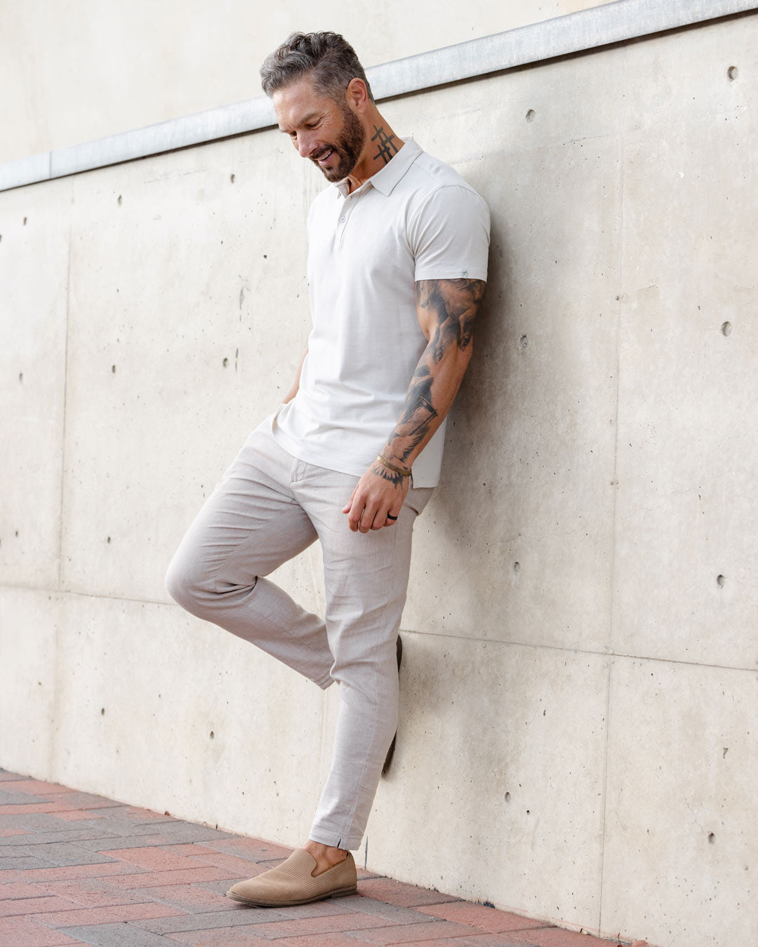 Addison Jersey Knit Slim Fit Polo [Lightweight] - Bone