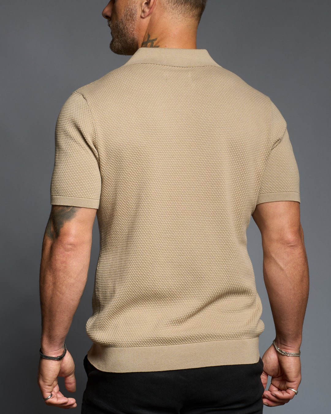 Avalon S/S Textured Slim Polo - Taupe - WESTON JON BOUCHÉR