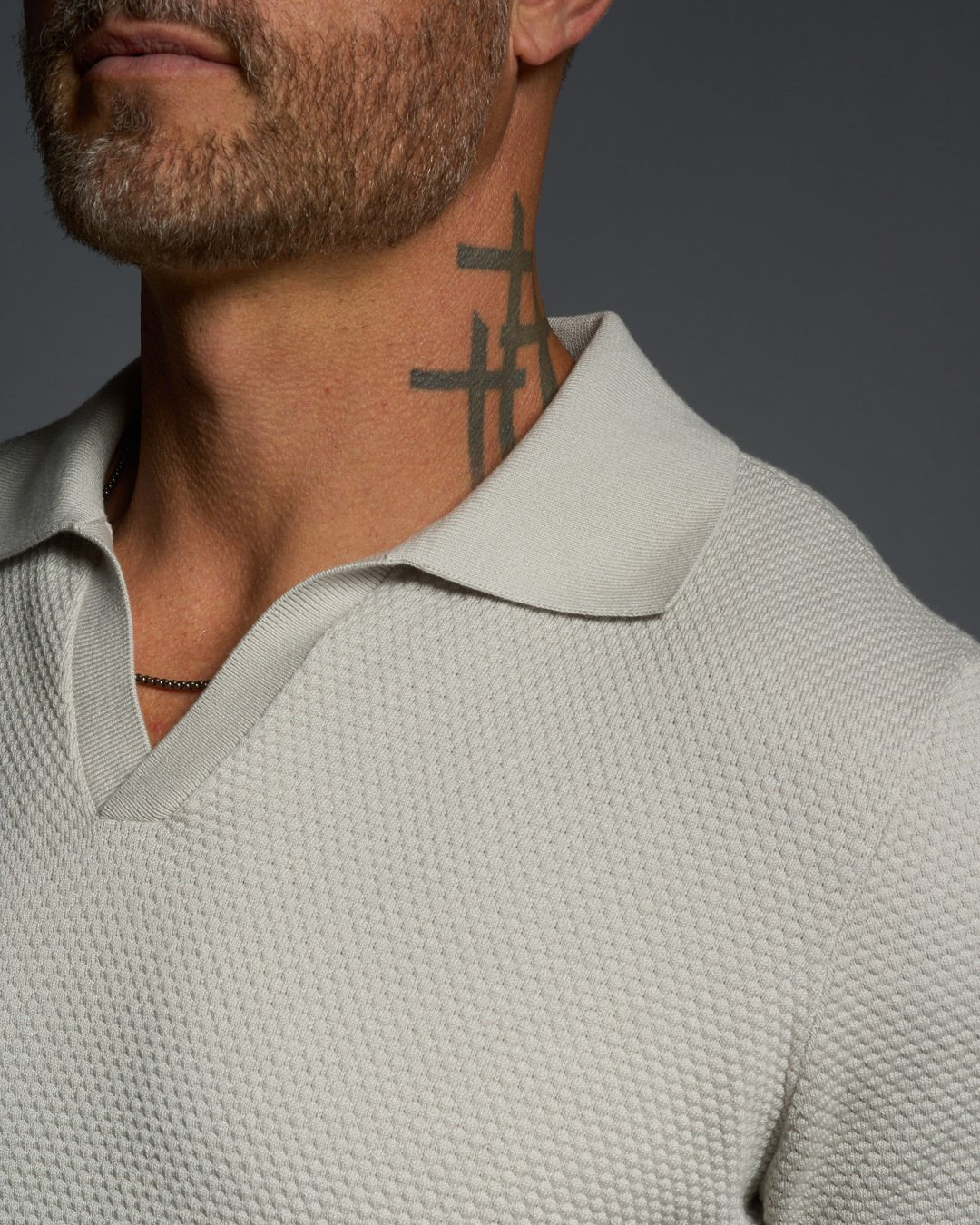Avalon S/S Textured Slim Polo - Bone - WESTON JON BOUCHÉR