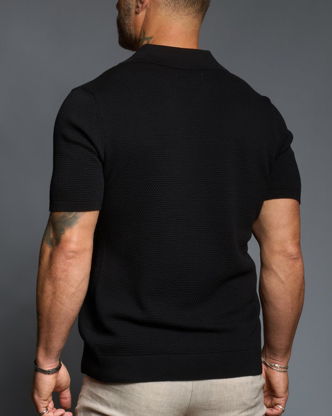 Avalon S/S Textured Slim Polo - Obsidian - WESTON JON BOUCHÉR