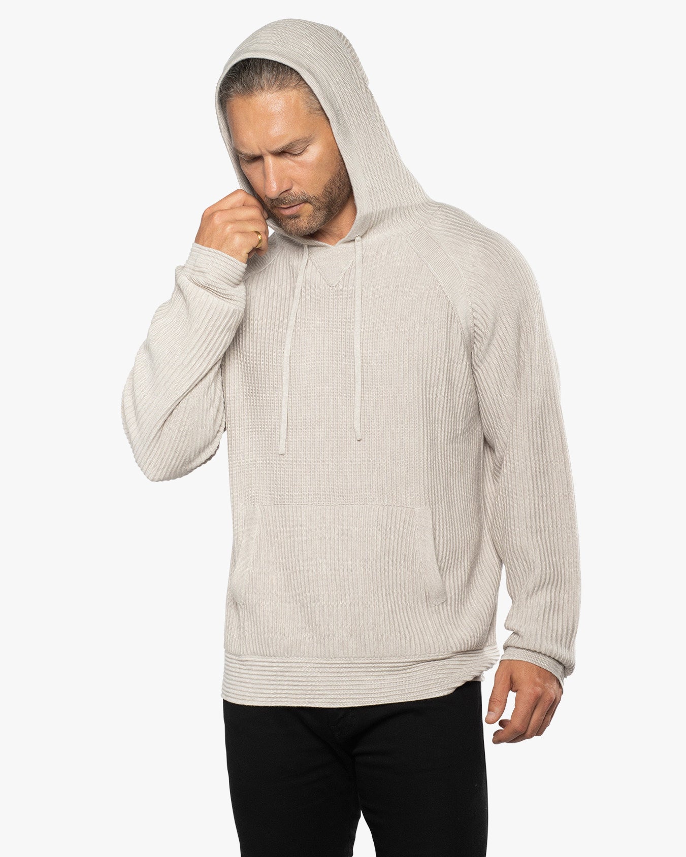 Dune Ottoman Knit Luxury Hoodie w/Silk & Wool