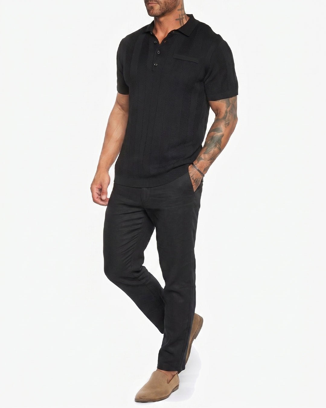 Havana Comfort Linen Slim Fit Pants - Black - WESTON JON BOUCHÉR