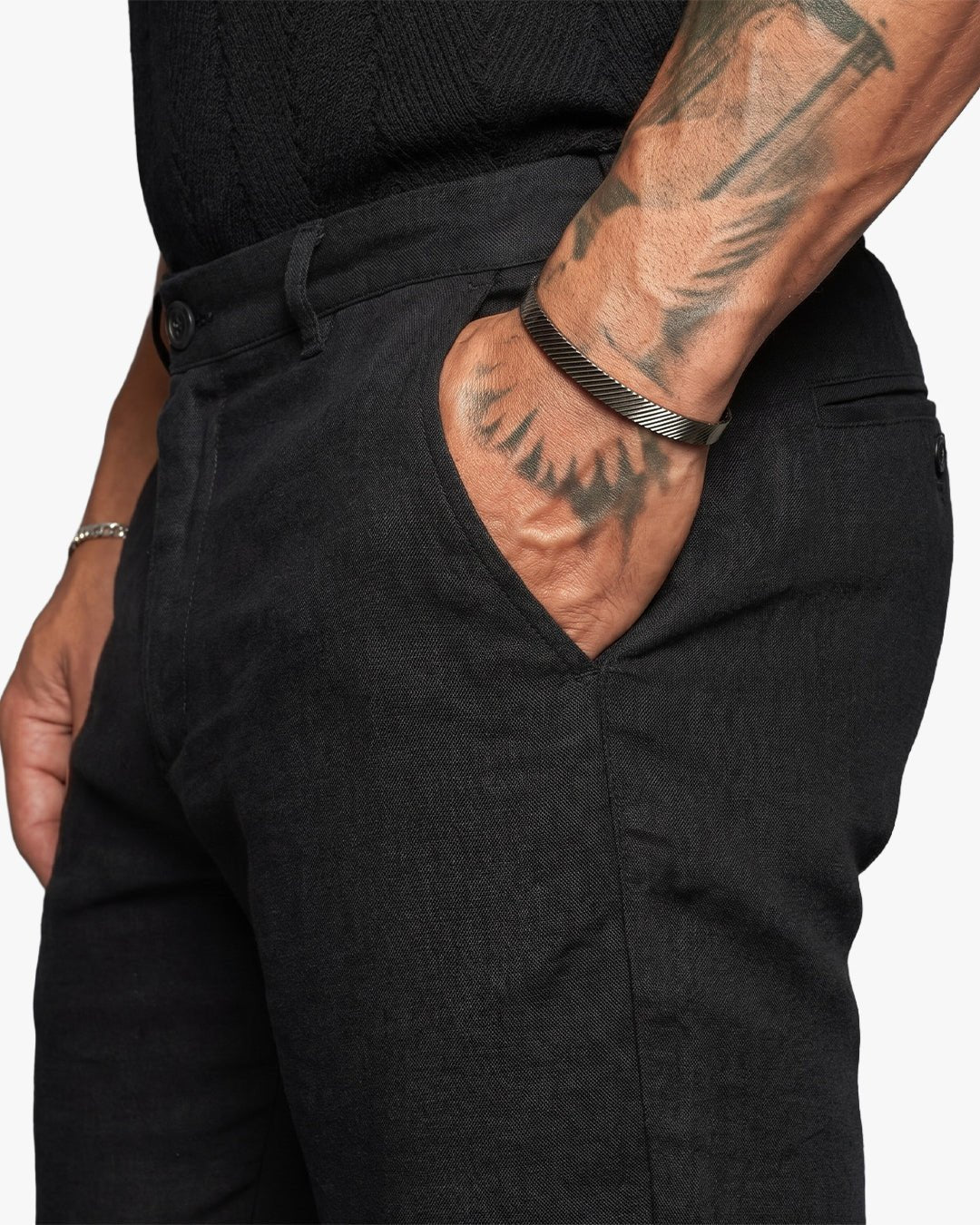 Havana Comfort Linen Slim Fit Pants - Black - WESTON JON BOUCHÉR