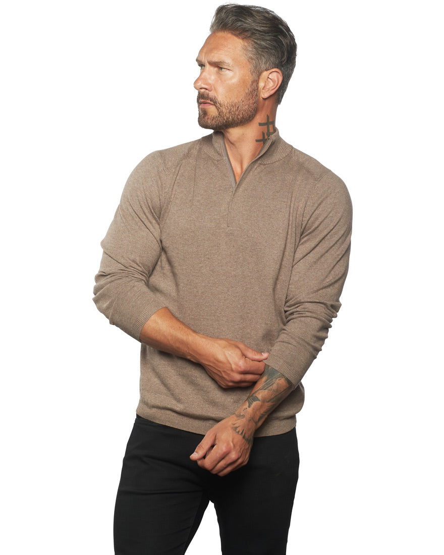 The Luka Quarter-Zip Cotton & Cashmere FITTED Sweater