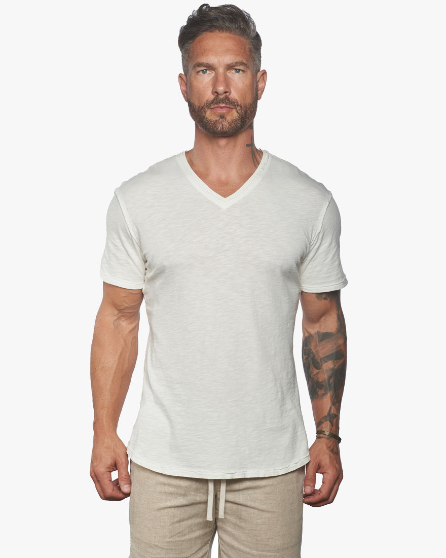 Isla V Neck Slub SLIM Fit Supima Tee [Made in USA]