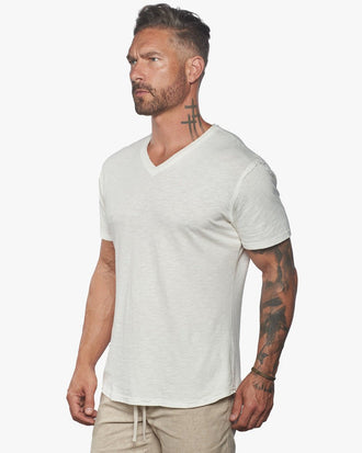 Isla V Neck Slub SLIM Fit Supima Tee [Made in USA] - WESTON JON BOUCHÉR