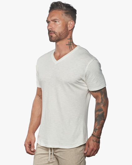 Isla V Neck Slub SLIM Fit Supima Tee [Made in USA]