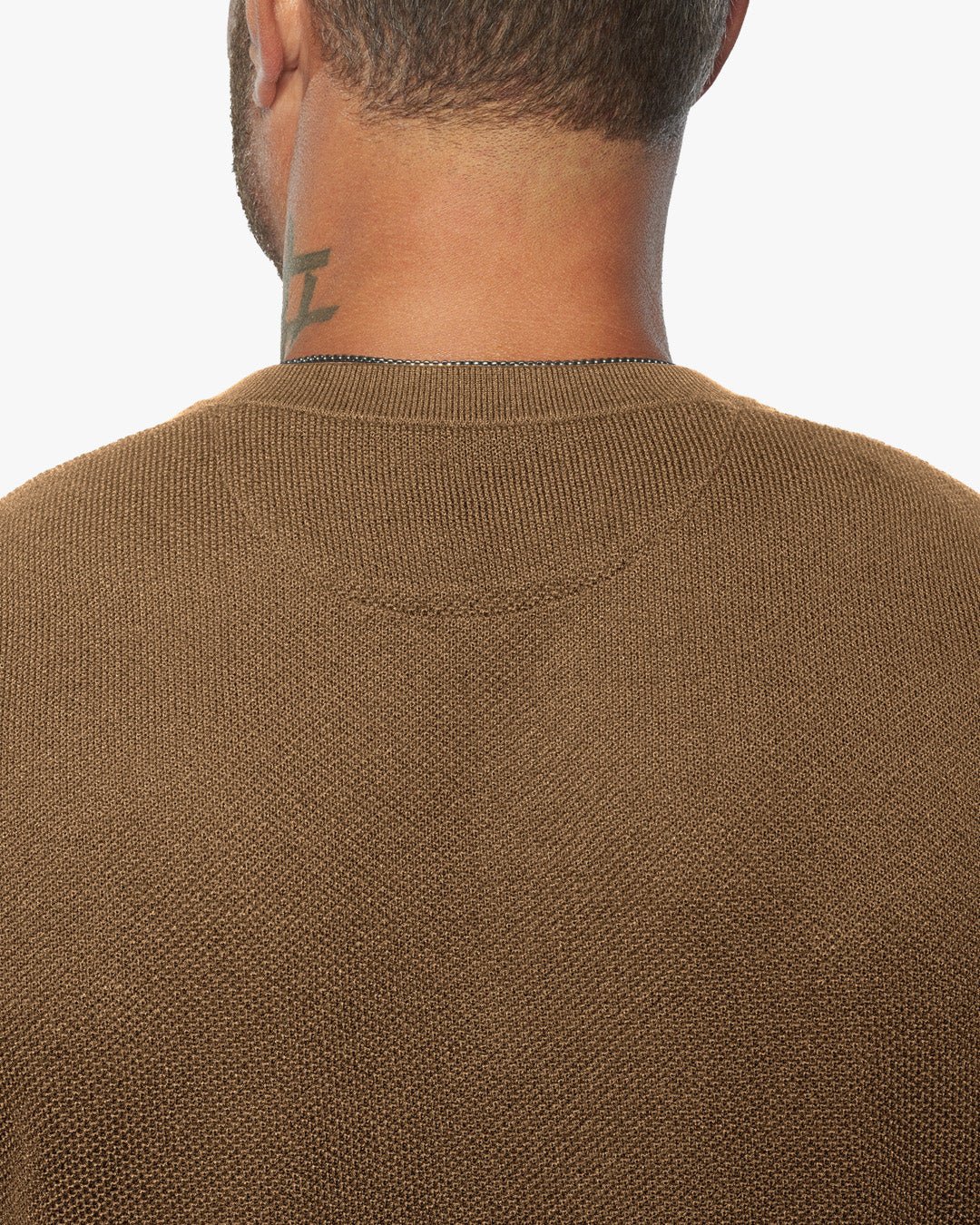 SS Mandarin Collar Slim Fit Knit Henley - Camel - WESTON JON BOUCHÉR