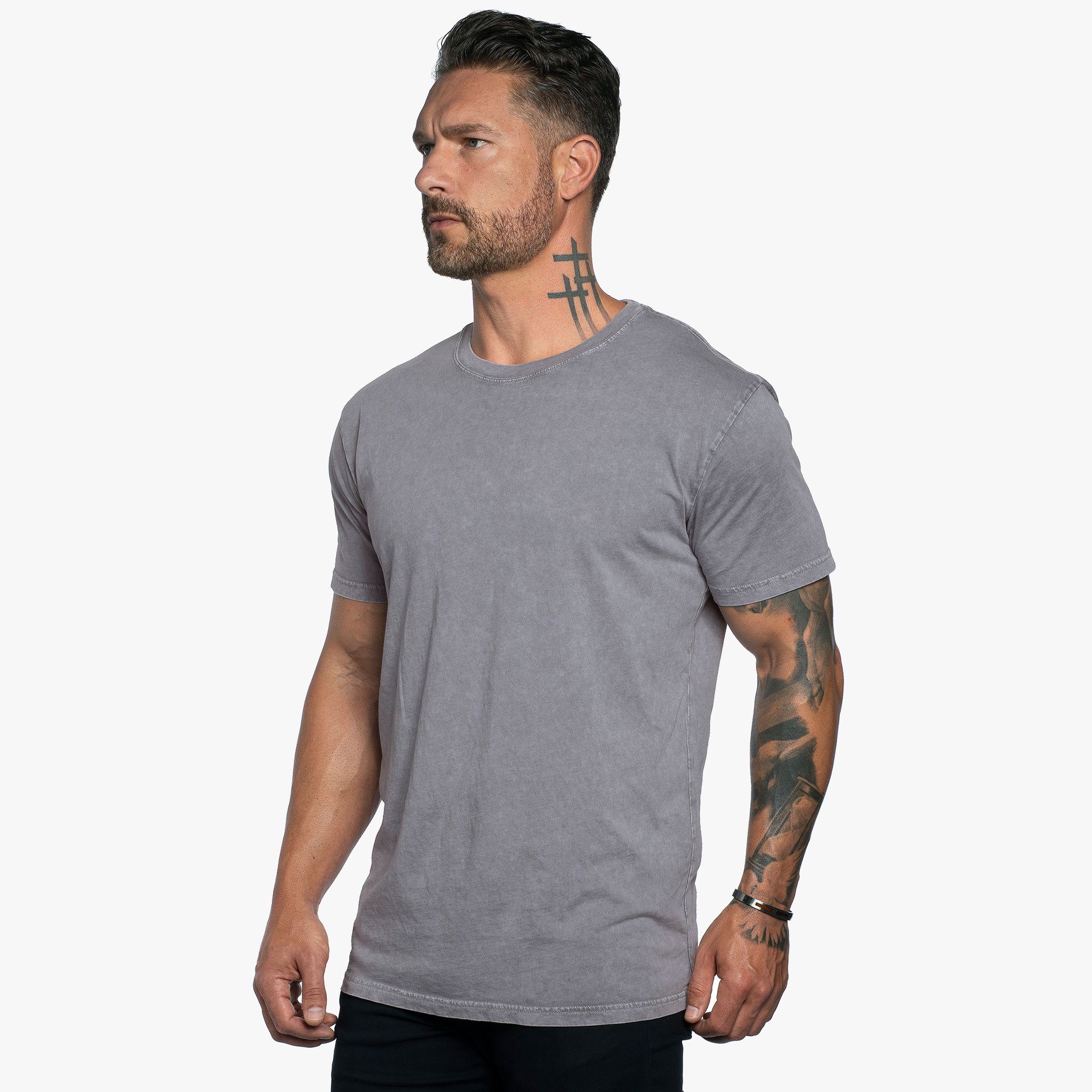 Stone Wash Relaxed Fit Crew Neck Tee