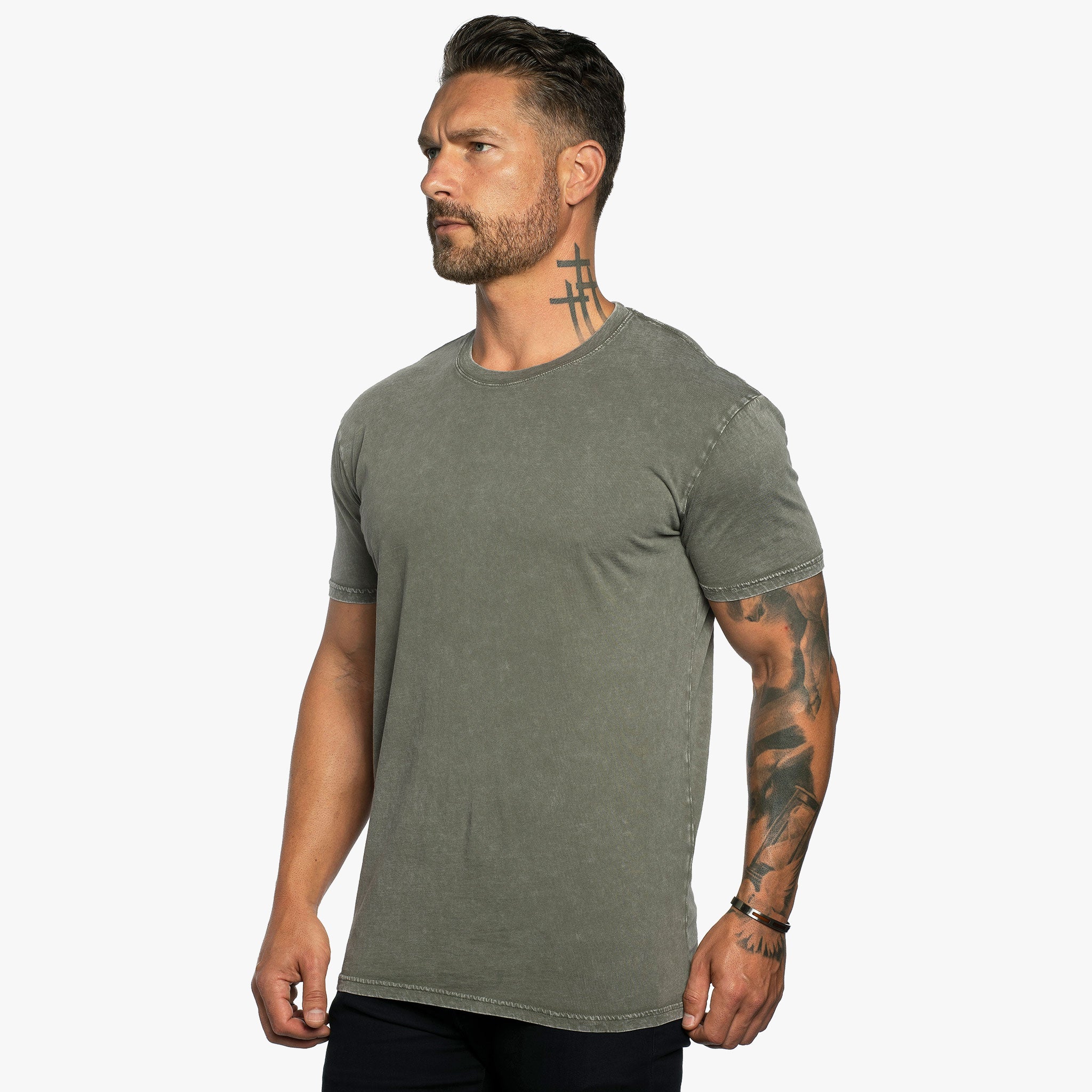 Stone Wash Relaxed Fit Crew Neck Tee