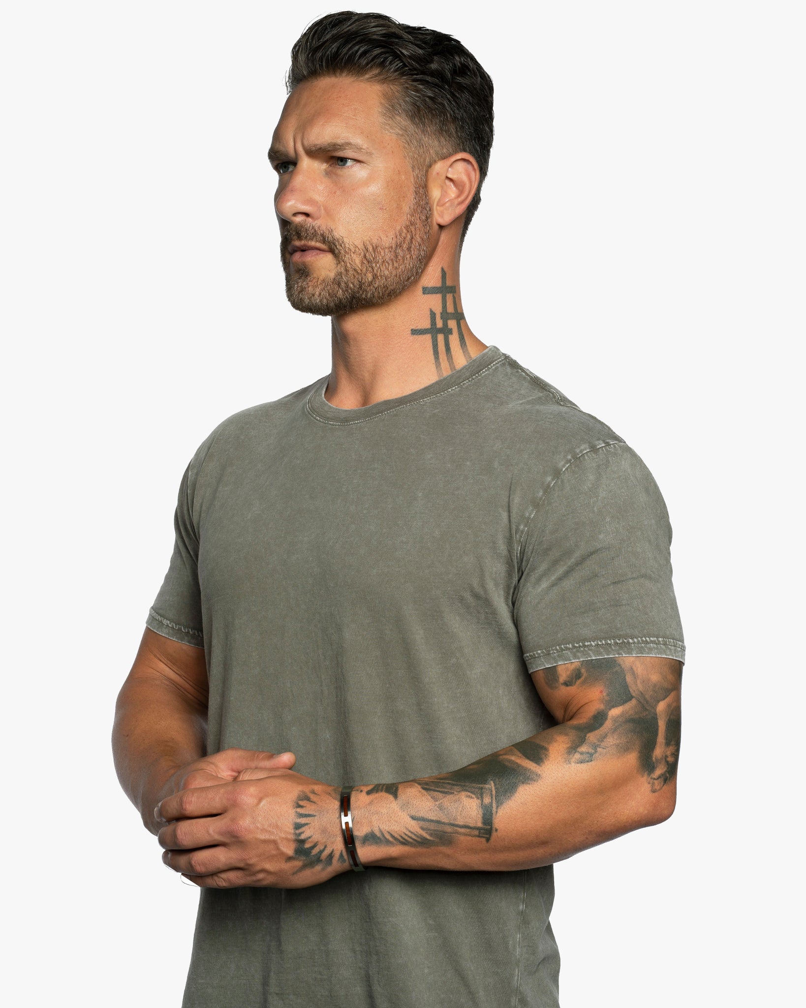 Stone Wash Relaxed Fit Crew Neck Tee