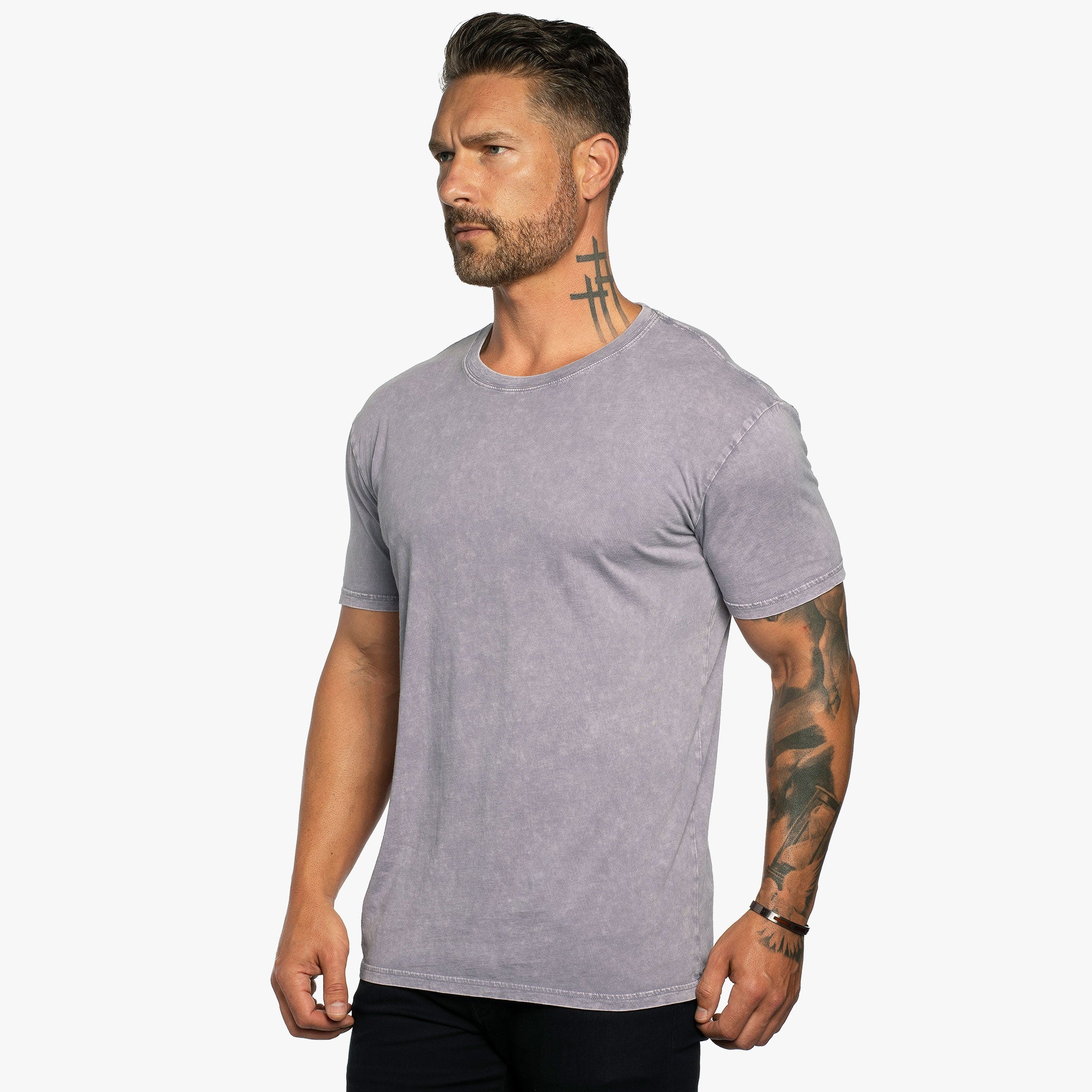 Stone Wash Relaxed Fit Crew Neck Tee