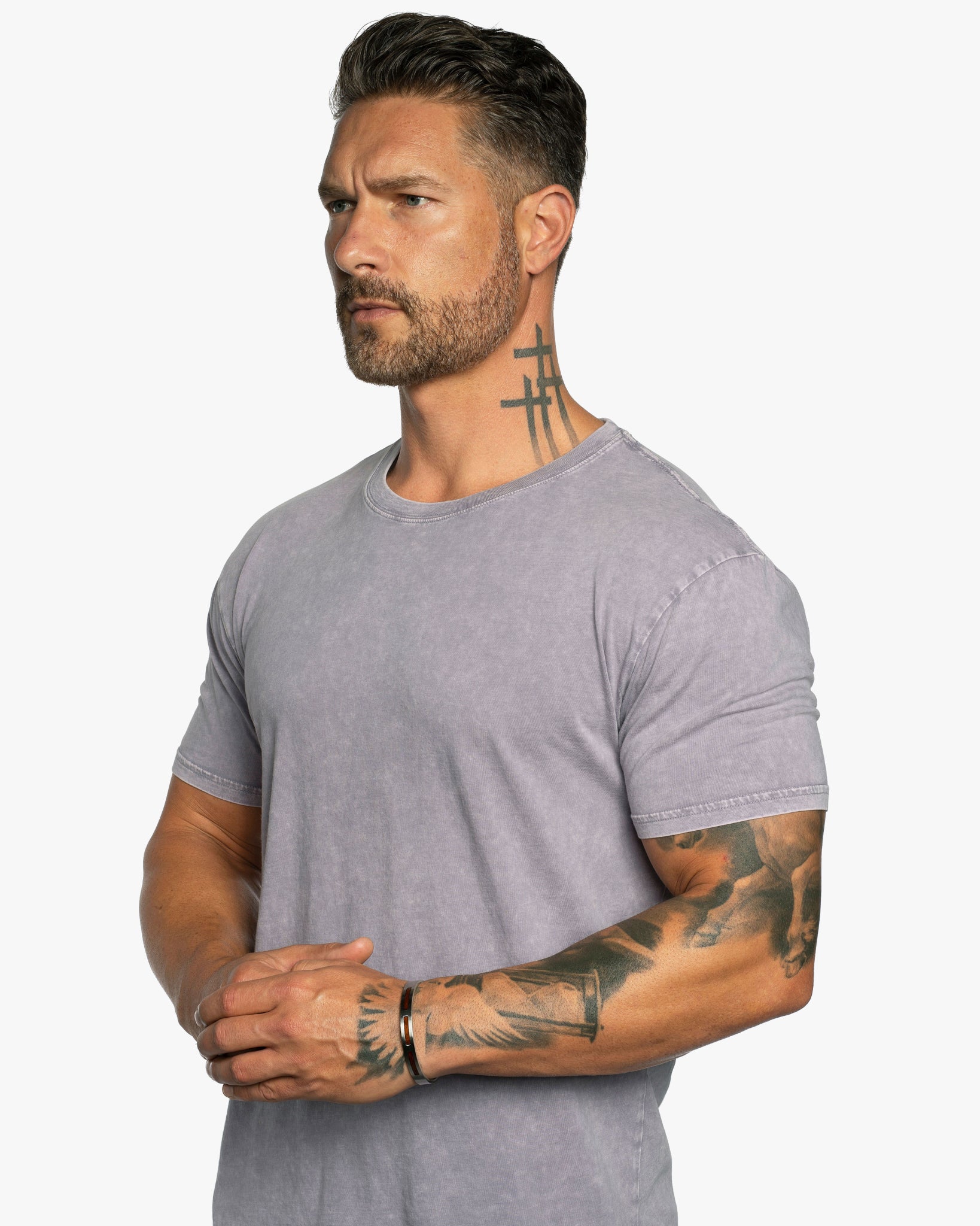 Stone Wash Relaxed Fit Crew Neck Tee