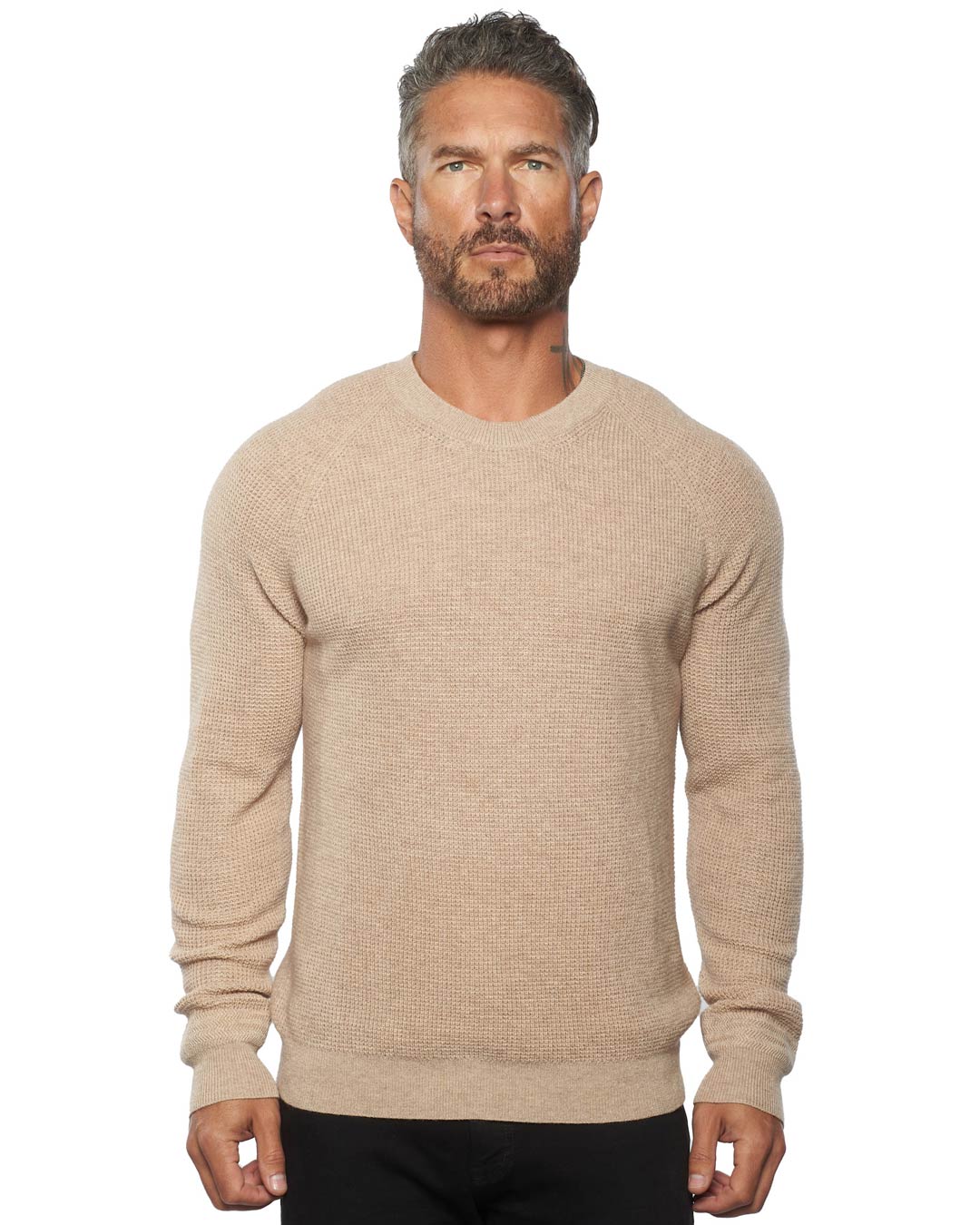 The Valen Waffle Knit Cashmere Wool Fitted Sweater Lightweight