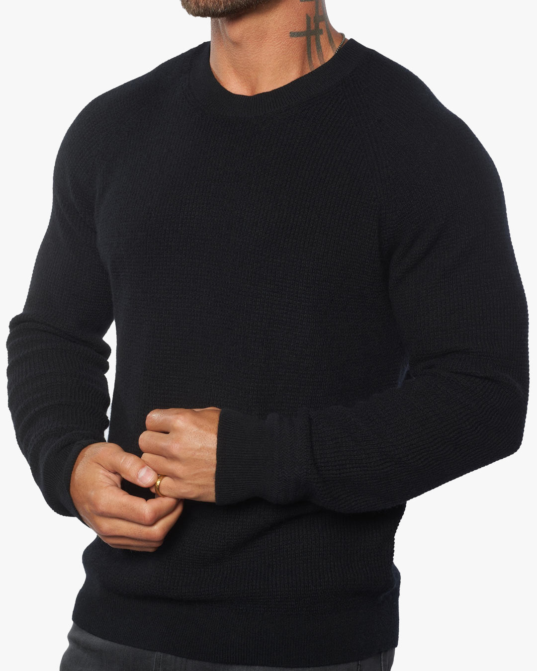 Valen Waffle Knit Cashmere & Wool Fitted Sweater [Lightweight]