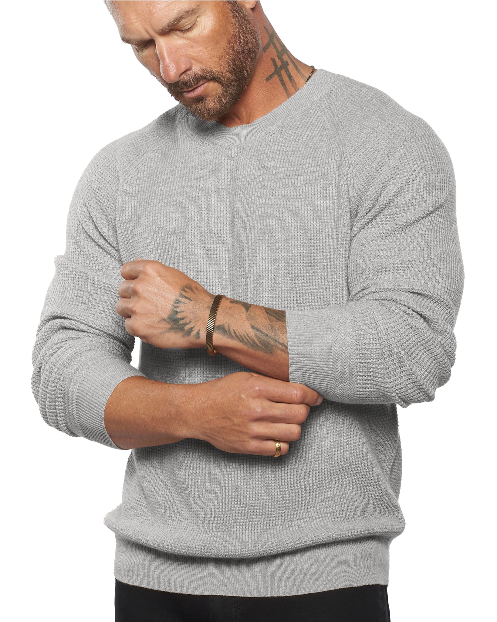 The Valen Waffle Knit Cashmere & Wool Fitted Sweater [Lightweight] - WESTON JON BOUCHÉR