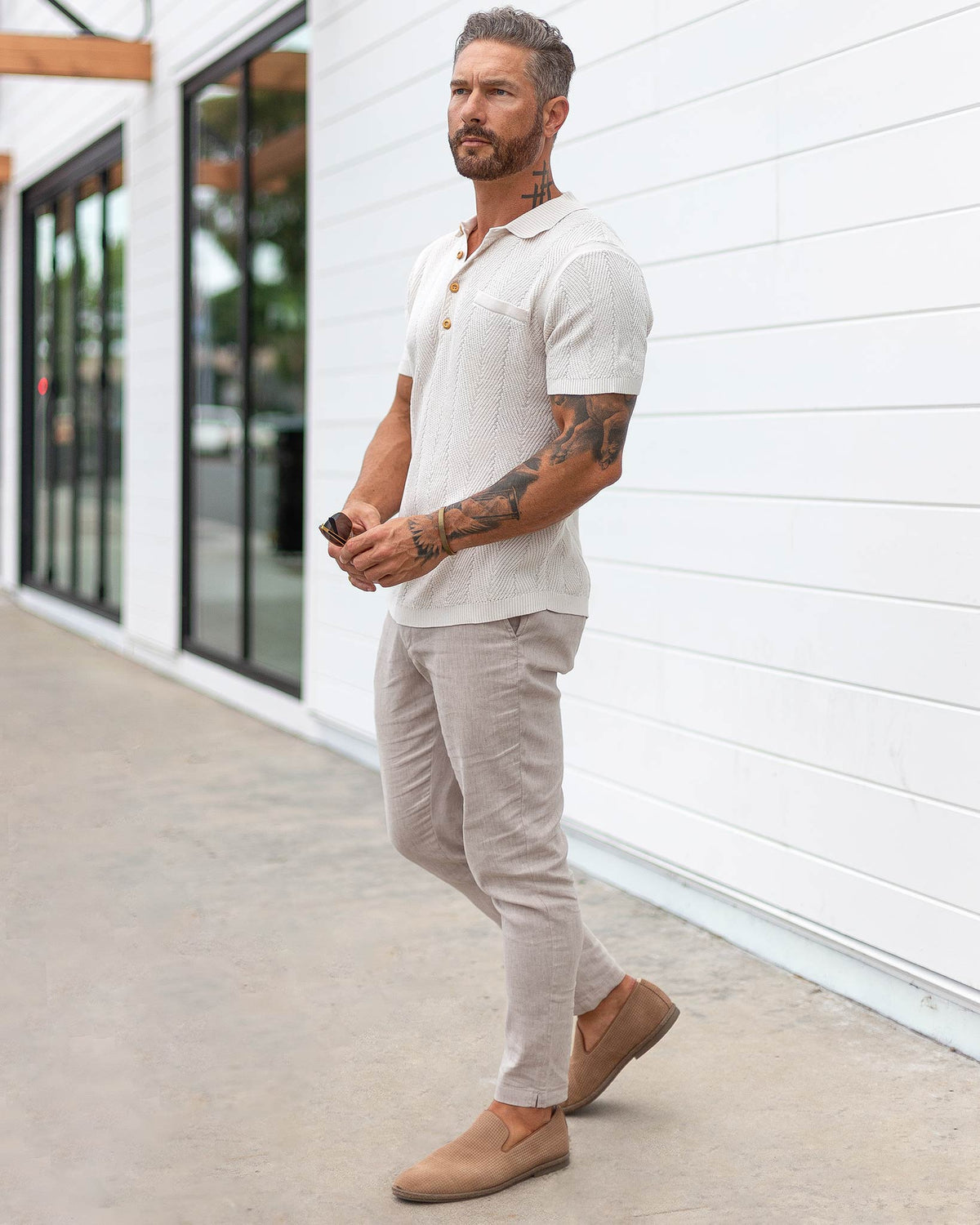 Alastair Slim Fit Knit Polo - Palomino - WESTON JON BOUCHÉR