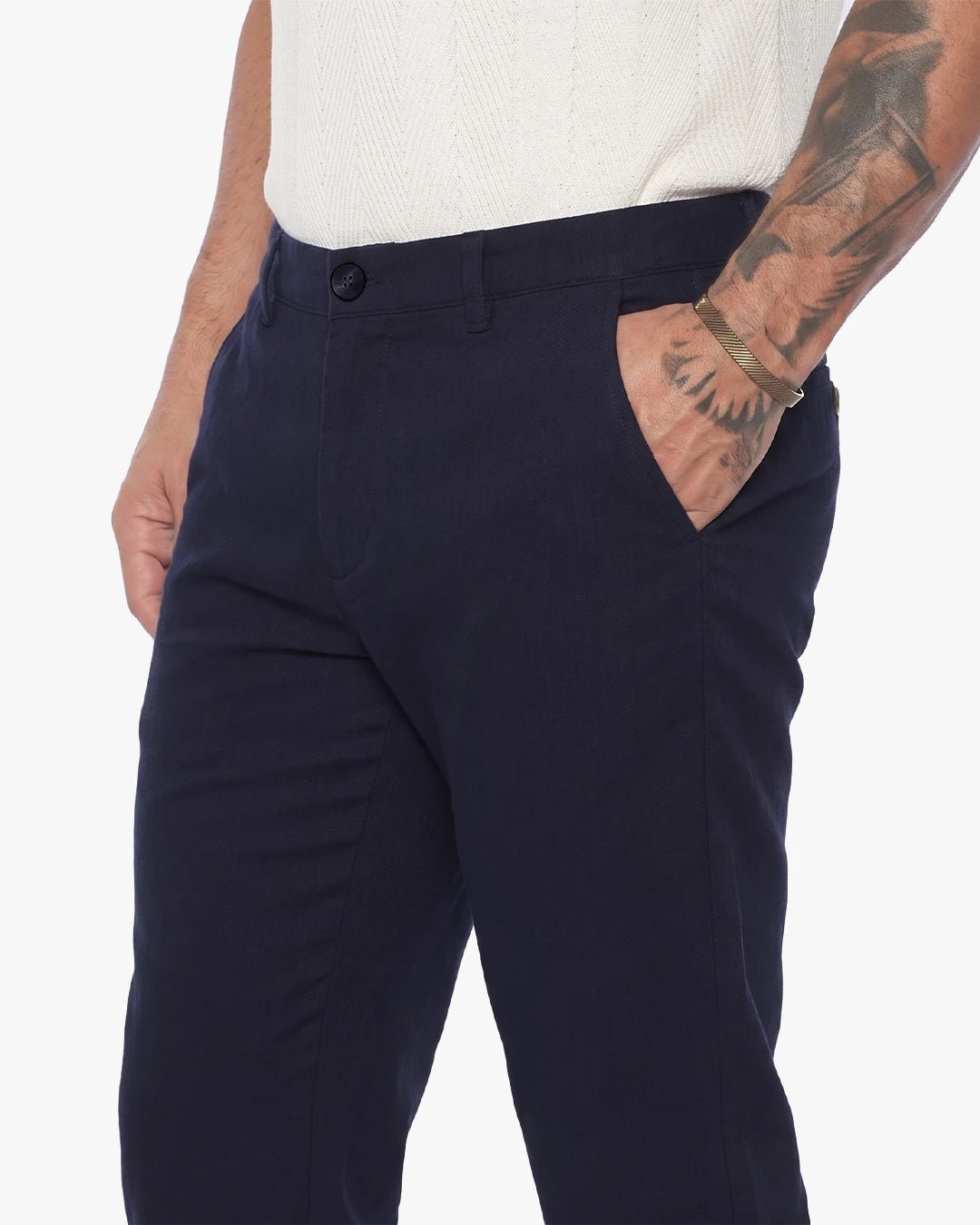 Havana Comfort Linen Slim Fit Pants - Navy