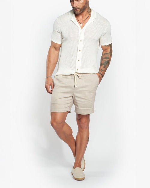 Panama Comfort Linen Shorts - Sand Pebble - WESTON JON BOUCHÉR
