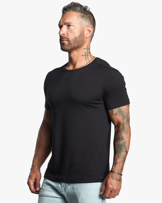 Adonis Slim Modal Crew Neck Tee [Made in USA] - Obsidian - WESTON JON BOUCHÉR
