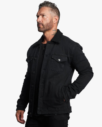 Leucadian Slim Fit Sherpa Denim Jacket - Shadow - WESTON JON BOUCHÉR