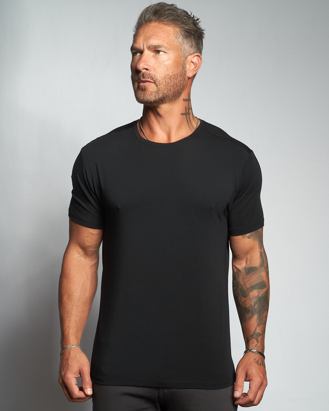 The Omen Hybrid Scoop Neck Slim Fit Tee w/Modal & Silk