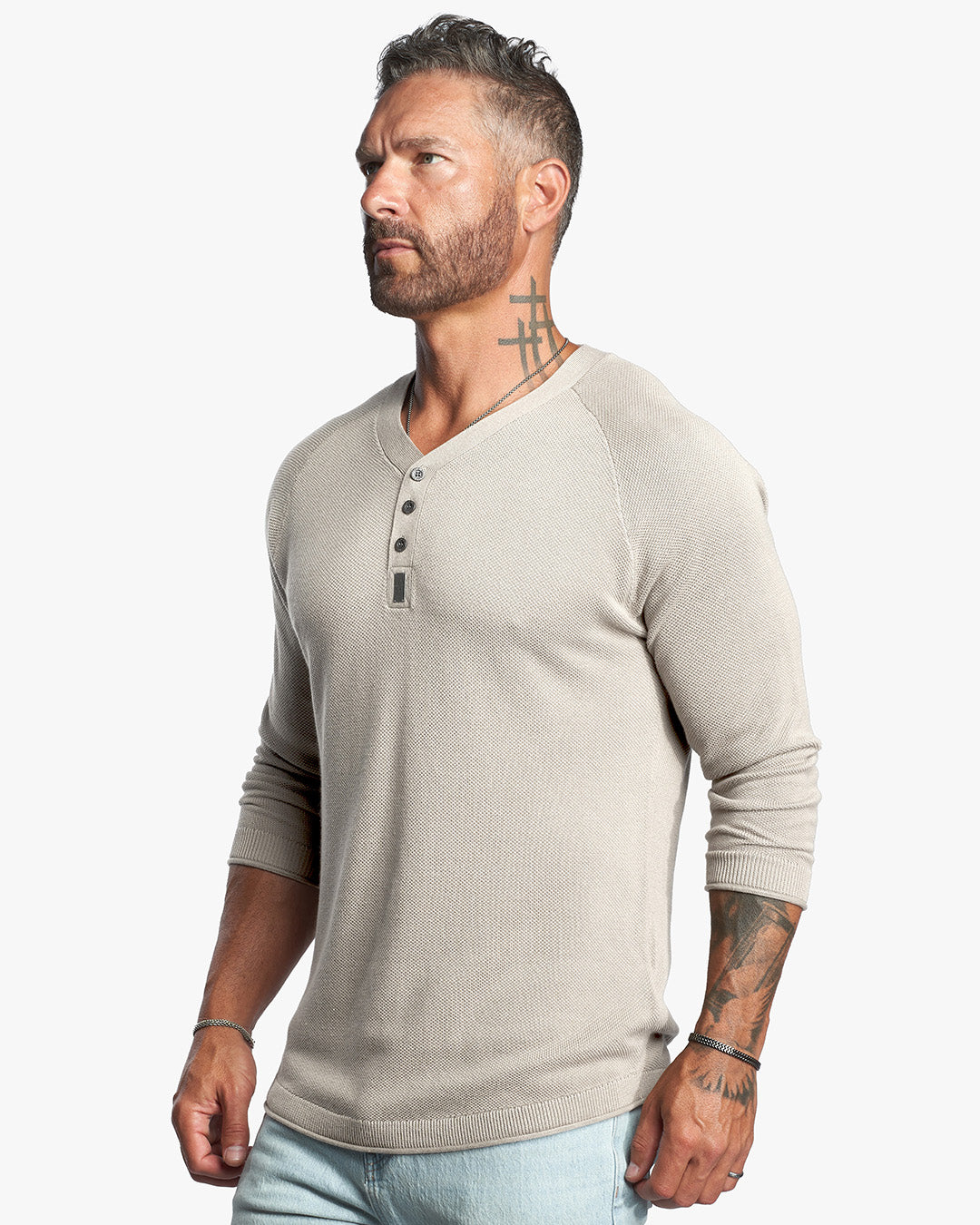 Harlow Bird's Eye Knit Slim Henley