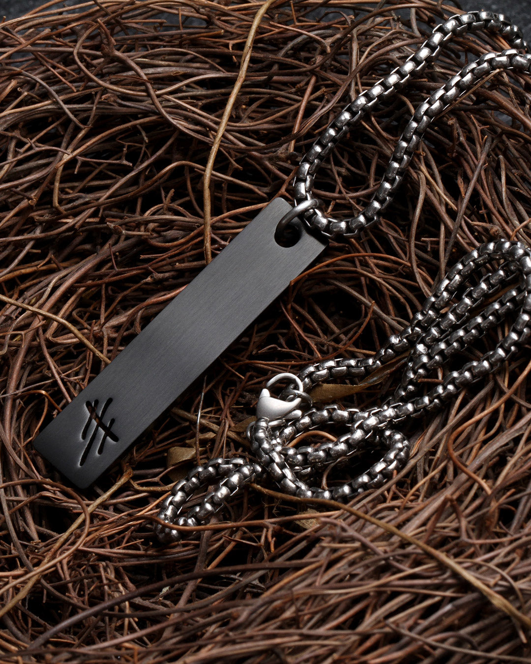 Drago Reversible Pendant Titanium Box Chain Necklace