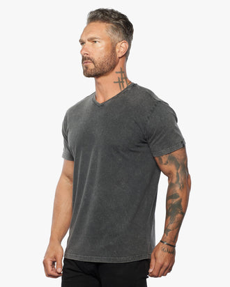 Rey Acid Wash Slim Fit V Neck Tee - WESTON JON BOUCHÉR
