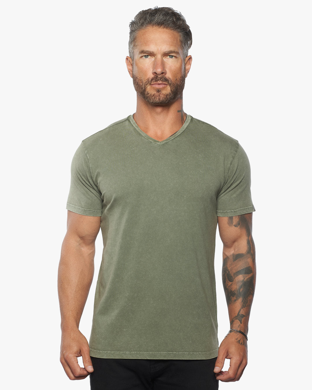 Rey Acid Wash Slim Fit V Neck Tee