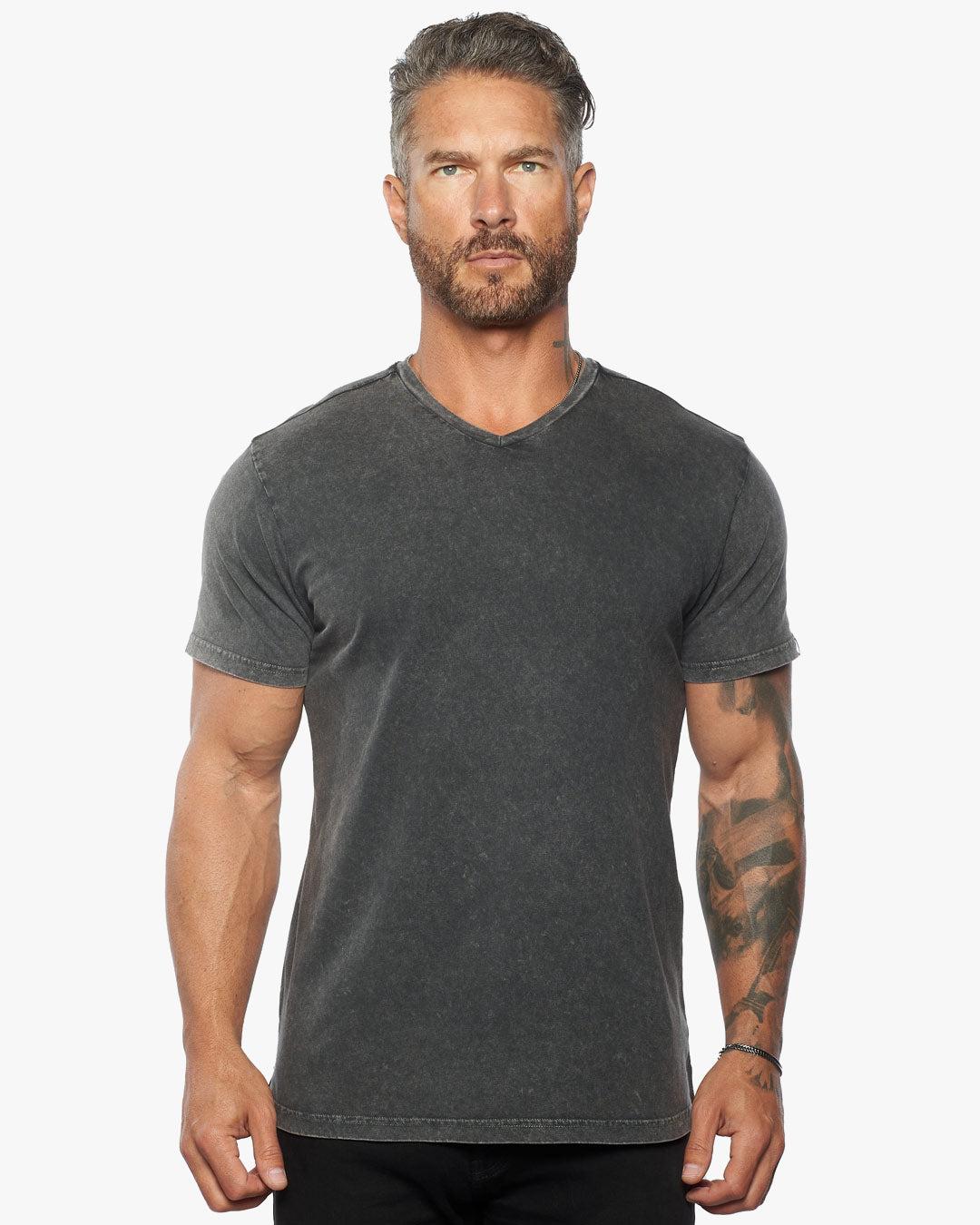 Rey Acid Wash Slim Fit V Neck Tee