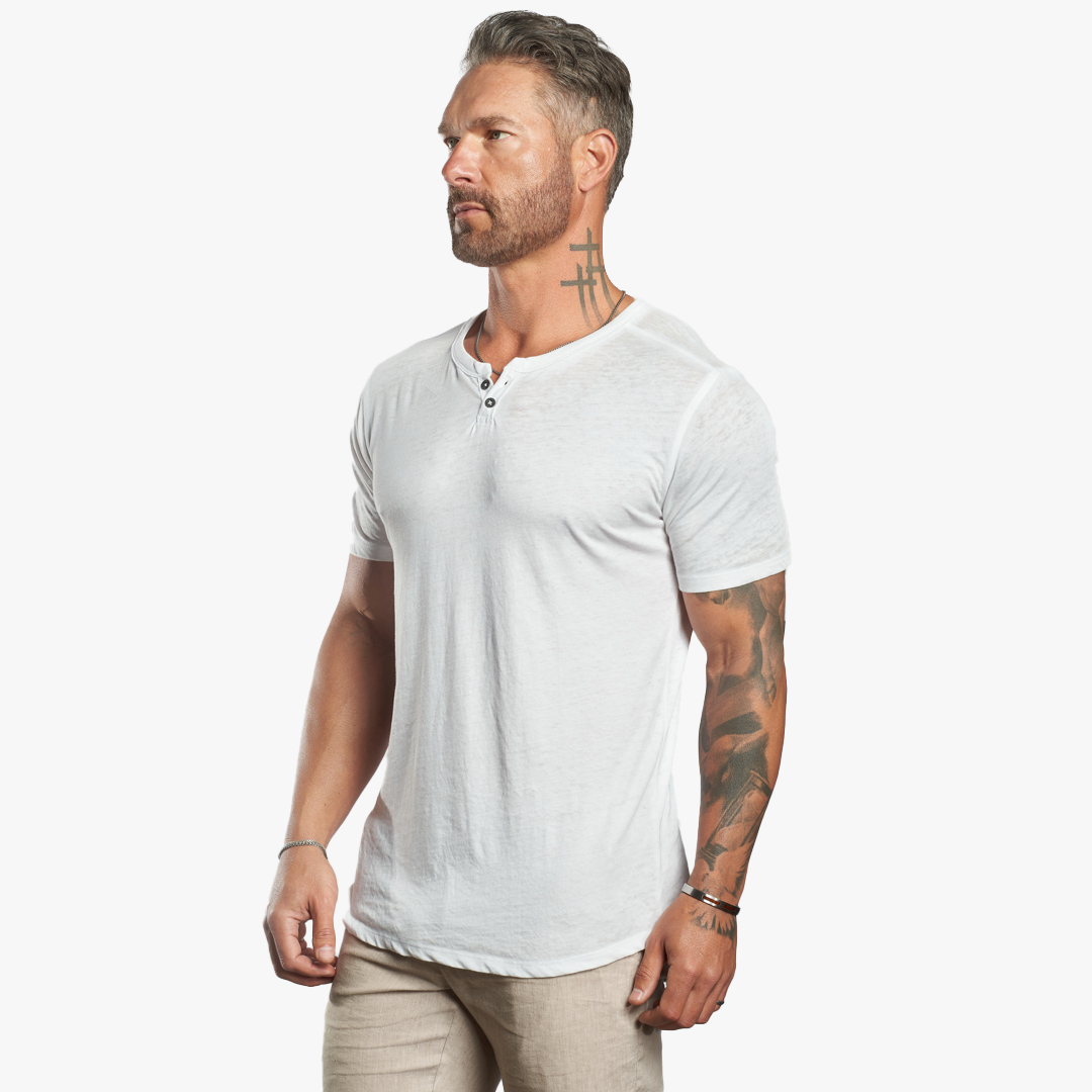 SS Burnout Lightweight SLIM fit Henley : PRE-ORDER