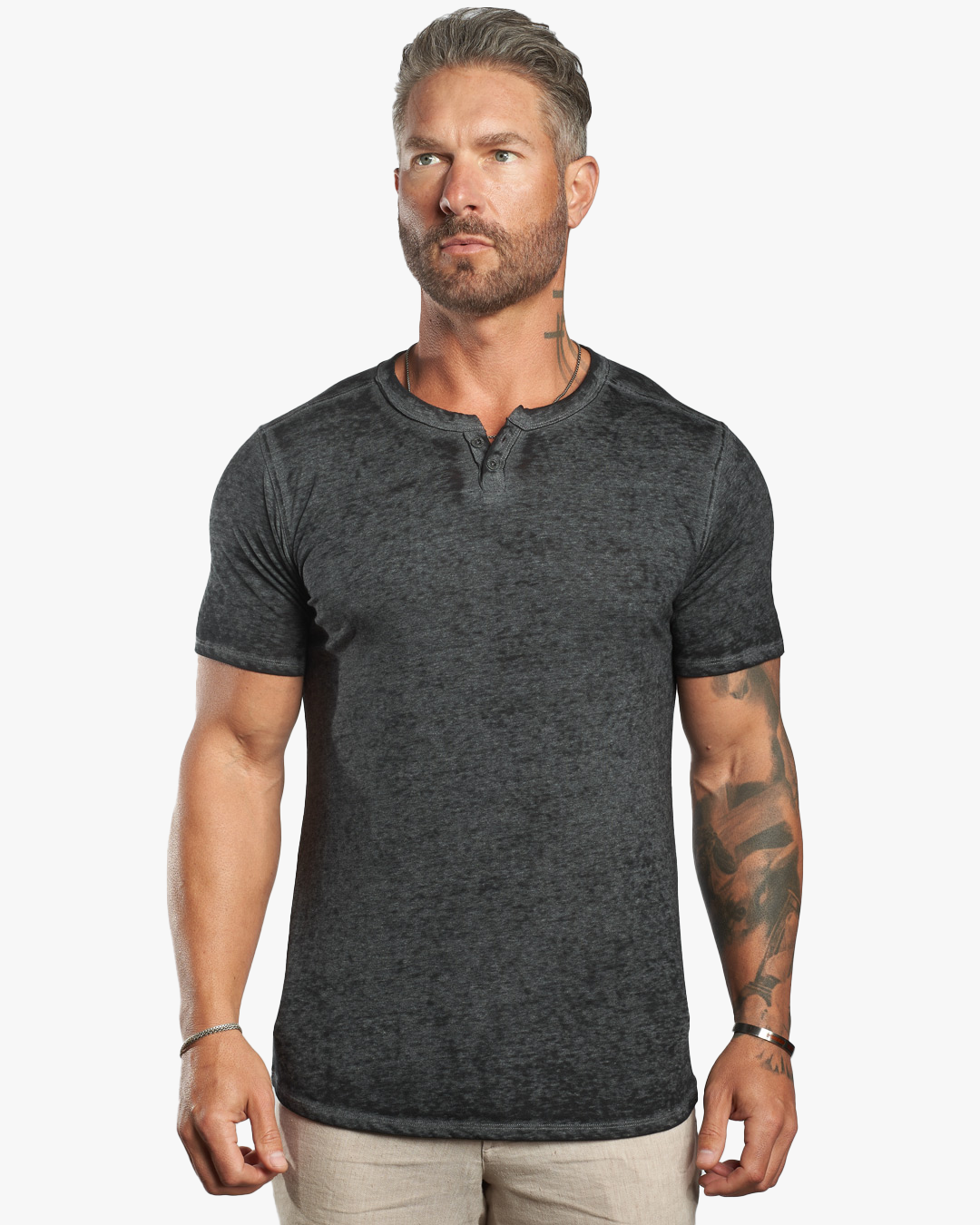 SS Burnout Lightweight SLIM fit Henley : PRE-ORDER