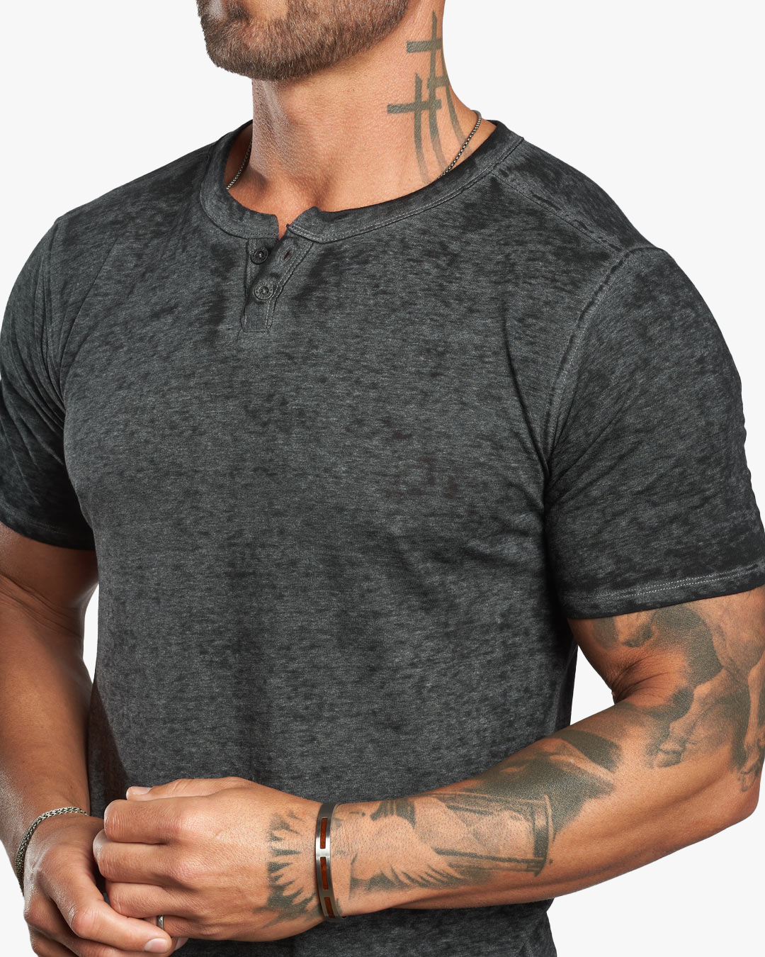 SS Burnout Lightweight SLIM fit Henley : PRE-ORDER