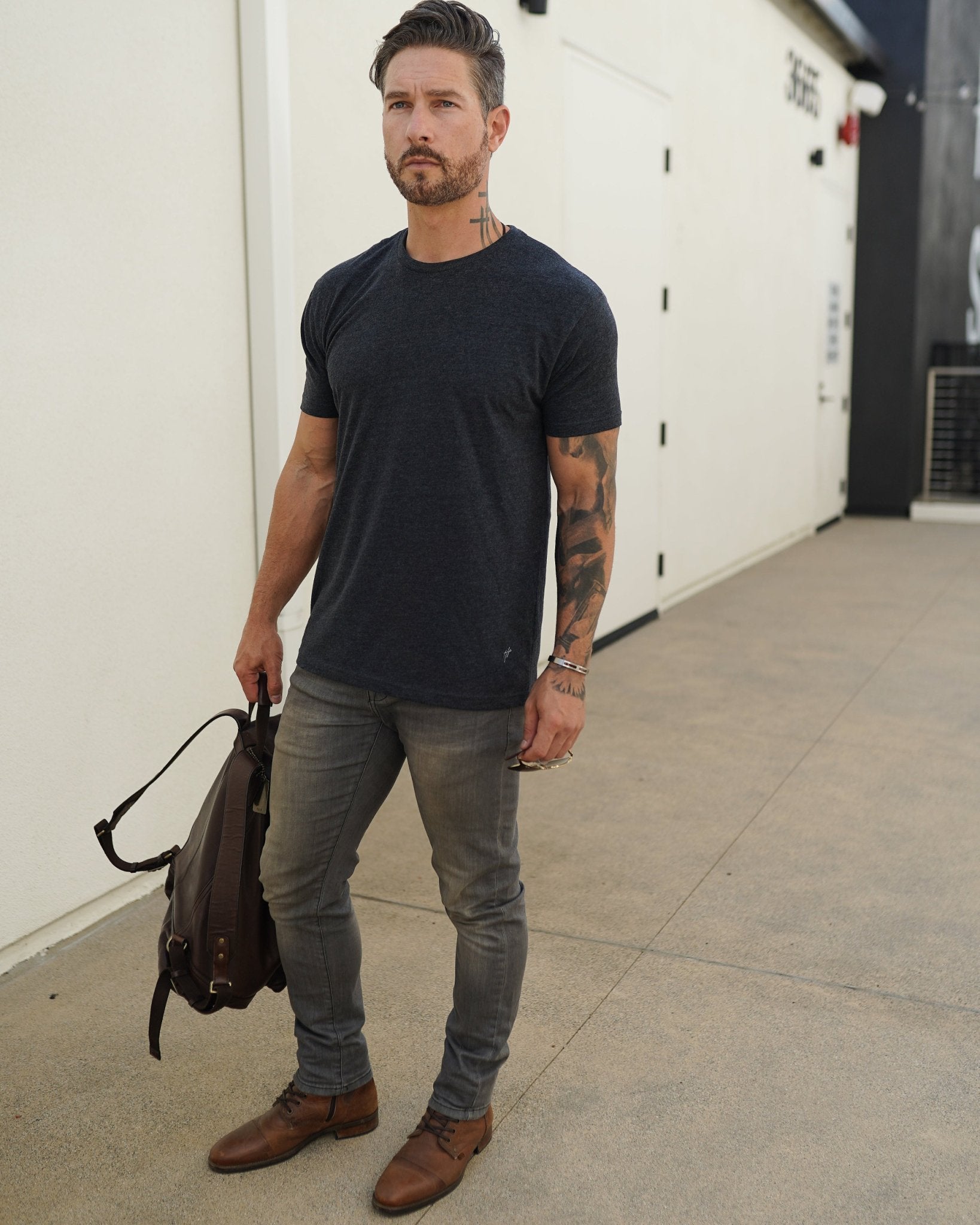 Ultra Soft Fitted Crew Neck Tee - Charcoal - WESTON JON BOUCHÉR
