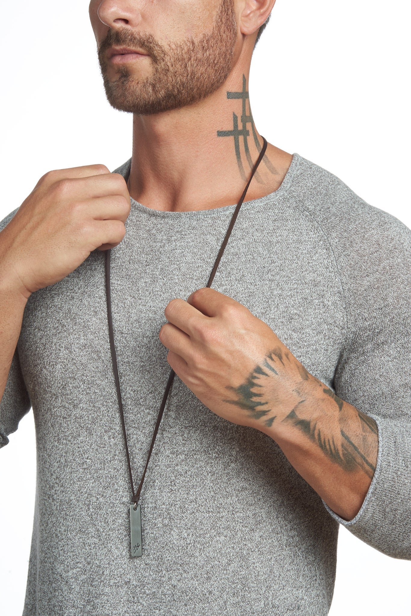 Leather necklace for men with sterling silver cactus pendant - JoyElly