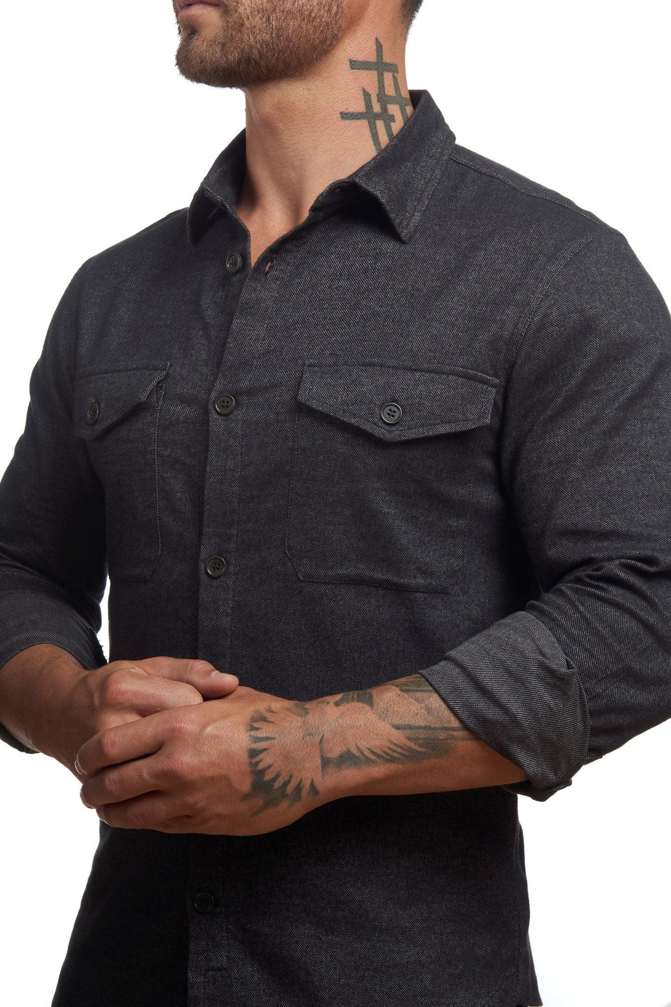 Buy Online|Spykar Men Black Cotton Regular Slim Fit Full Sleeve Denim Shirt