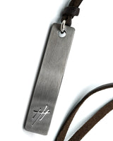 Reversible Stainless Steel Pendant Leather Necklace