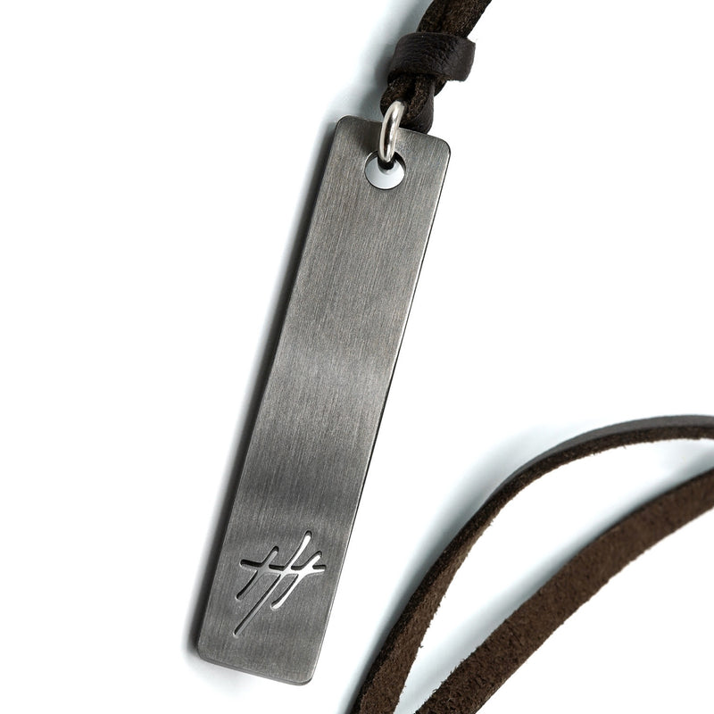 Reversible Stainless Steel Pendant Leather Necklace